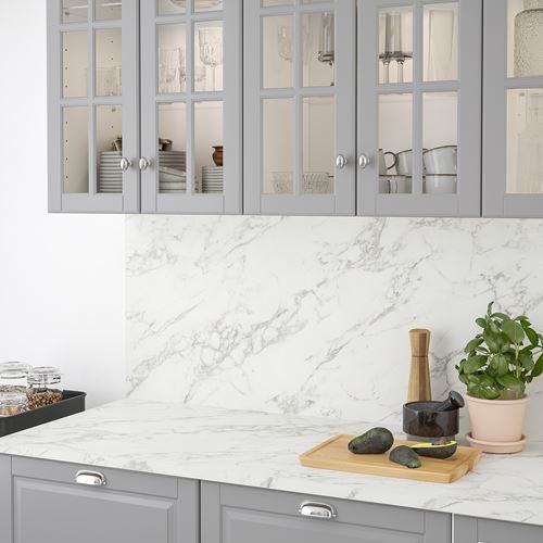 IKEA - EKBACKEN, worktop, white lively marble effect-laminate, 186x2.8 cm