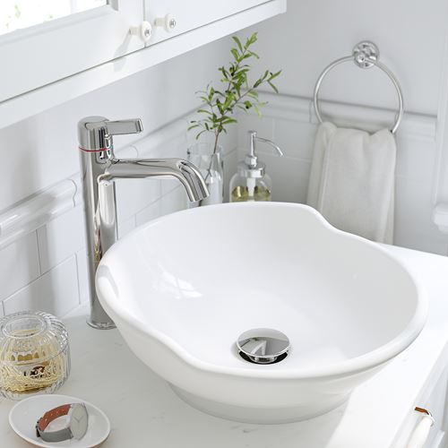 IKEA - TANNFORSEN/TOLKEN/VASTERSJÖN, wash-basin and cabinet, white-black marble appearance, 82x49x79 cm