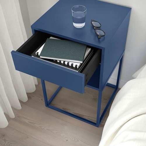 IKEA - VIKHAMMER, bedside table, blue, 40x39 cm