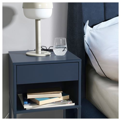 IKEA - VIKHAMMER, bedside table, blue, 40x39 cm