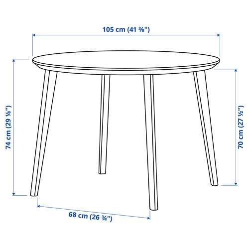 IKEA - LISABO, round kitchen table, ash veneer, seats 4