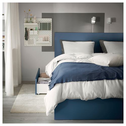 IKEA - MALM/LINDBADEN, double bed base, blue, 160x200 cm