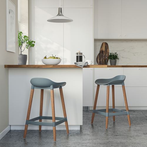 IKEA - GRÖNSTA, bar stool, grey-turquoise, 64 cm