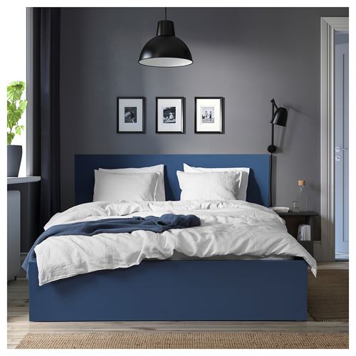 IKEA - MALM/LURÖY, double bed, blue, 160x200 cm