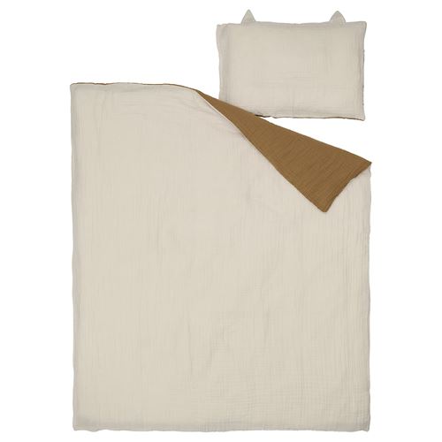 IKEA - GULDVAVARE, bebek nevresim takımı, koyu sarı-bej, 60x120 cm