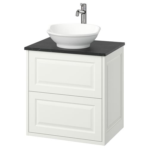 IKEA - TANNFORSEN/TOLKEN/VASTERSJÖN, wash-basin and cabinet, white-black marble appearance, 62x49x79 cm