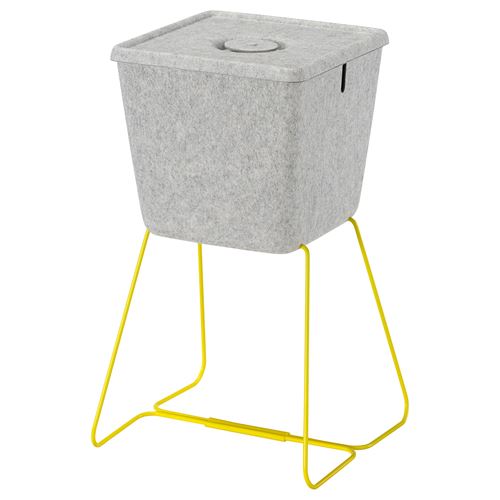 IKEA - BRANNBOLL, box with lid, grey/yellow, 30x33x30 cm