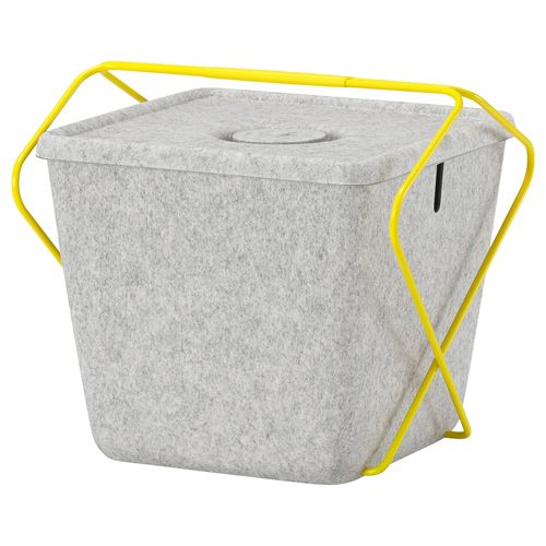 IKEA - BRANNBOLL, box with lid, grey/yellow, 30x33x30 cm