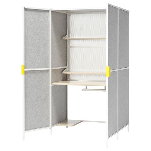 IKEA - BRANNBOLL, gaming station, light grey/white, 100x72x180 cm