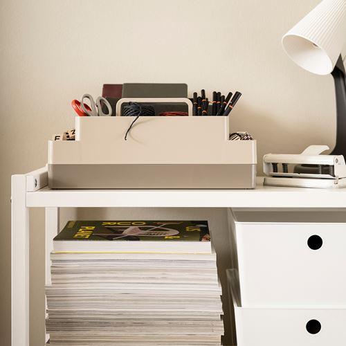 IKEA - KUGGIS, desktop organizer set, grey/beige, 26x35x16 cm