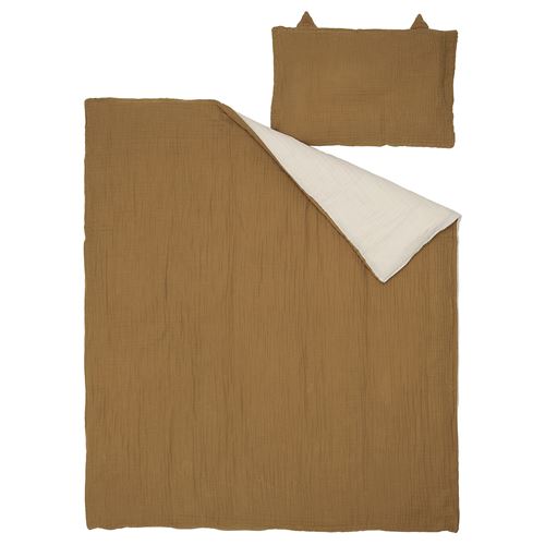 IKEA - GULDVAVARE, bebek nevresim takımı, koyu sarı-bej, 60x120 cm