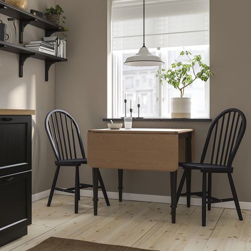 IKEA - DANDERYD/SKOGSTA, kitchen table set, pine veneer-black, 2 chairs