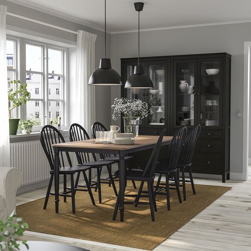 IKEA - DANDERYD/SKOGSTA, dining set, pine veneer-black, 6 chairs