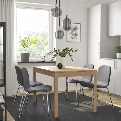 IKEA - KARLPETTER/SEFAST, upholstered chair, Gunnared medium grey/chrome-plated