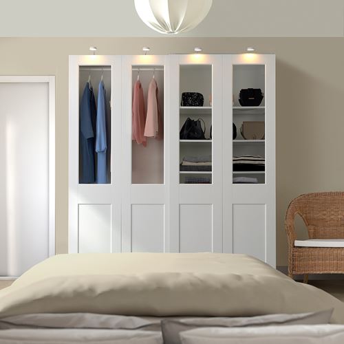 IKEA - PAX/GRIMO, PAX sürgü kapaklı gardırop, beyaz-saydam cam, 200x66x201 cm