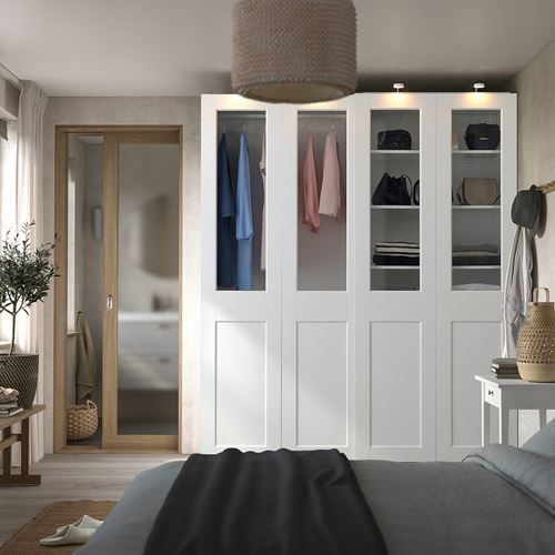 IKEA - PAX/GRIMO, PAX sliding door wardrobe, white, 200x66x236 cm