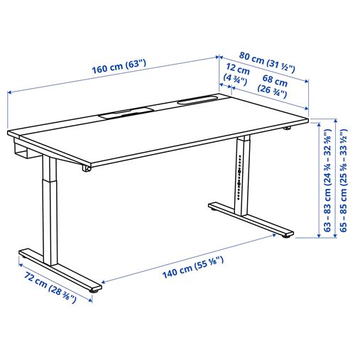 IKEA - MITTZON, desk, white, 160x80 cm