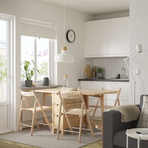 IKEA - NORDEN/FRÖSVI, mutfak masası takımı, huş-kayın, 4 sandalyeli