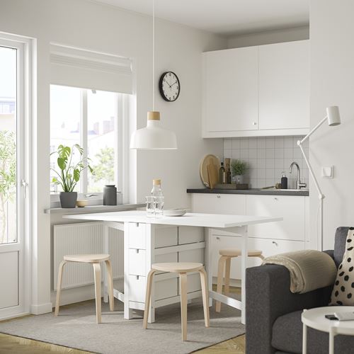 IKEA - NORDEN/KYRRE, kitchen table set, white/birch, 4 stools