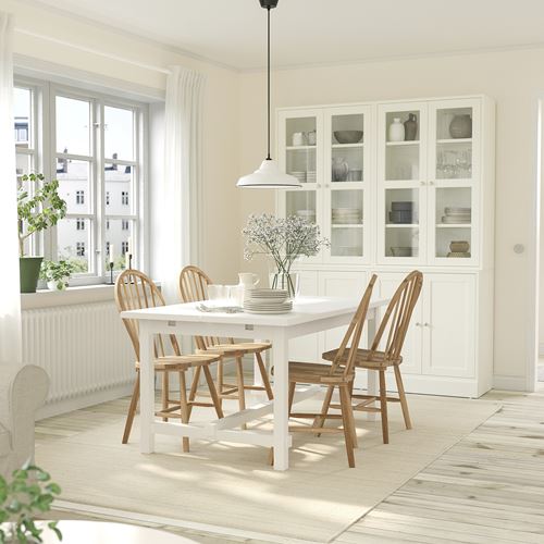 IKEA - NORDVIKEN/SKOGSTA, dining set, white-acacia, 4 chairs