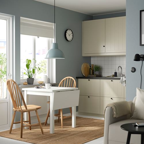 IKEA - NORDVIKEN/SKOGSTA, mutfak masası takımı, beyaz-akasya, 2 sandalyeli