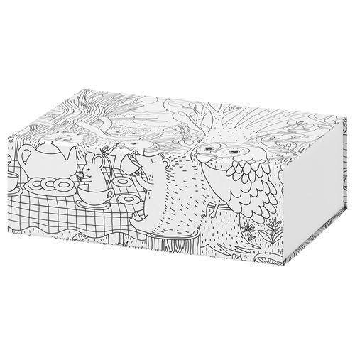 IKEA - SKOGSDUVA, box with lid, patterned-multicolored, 25x17x8.5 cm