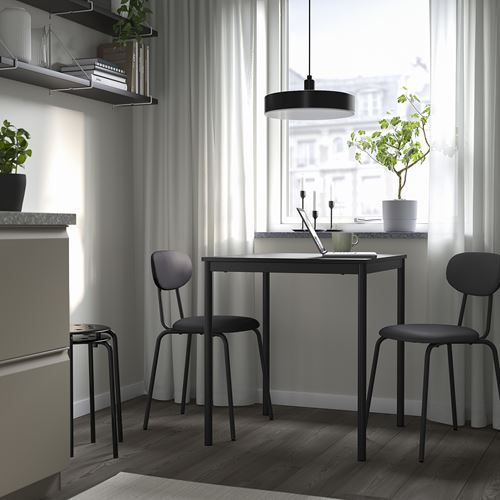 IKEA - SANDSBERG/ÖSTANÖ, kitchen table set, black-remmarn dark grey, 2 chairs