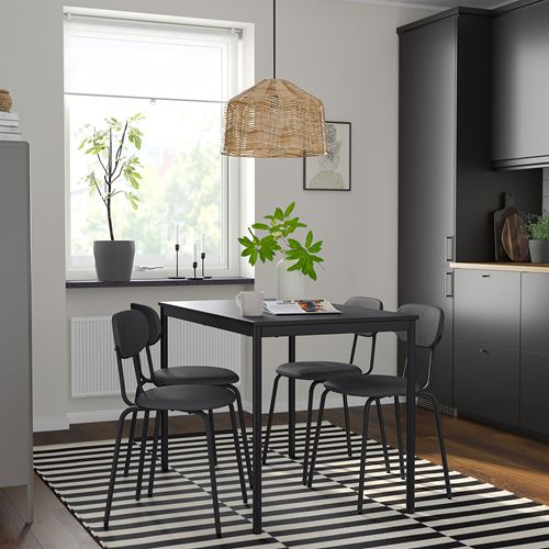 IKEA - SANDSBERG/ÖSTANÖ, kitchen table set, black-remmarn dark grey, 4 chairs