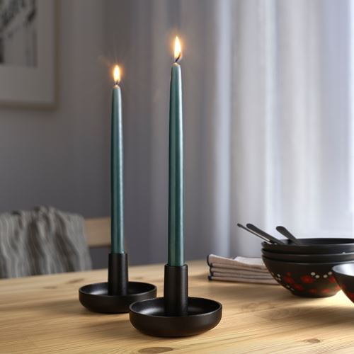 IKEA - KLOKHET, şamdan mumu, koyu gri-yeşil, 5.5 saat