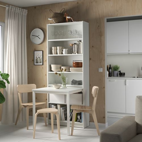 IKEA - BILLY, bookcase with desk, white, 80x202 cm