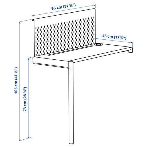 IKEA - VITVAL, bunk bed desk top, white, 95x45 cm