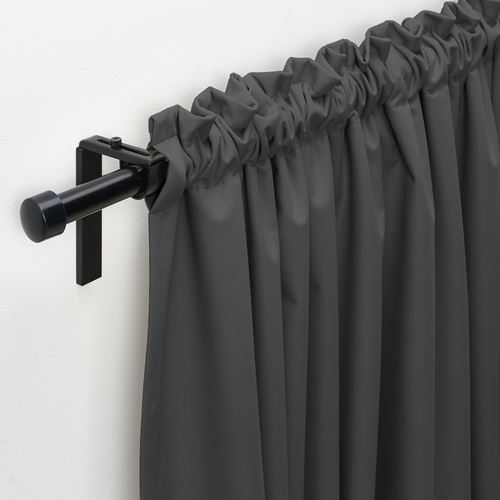 IKEA - KORGMOTT, blackout curtain, 1 pair, dark grey, 145x300 cm