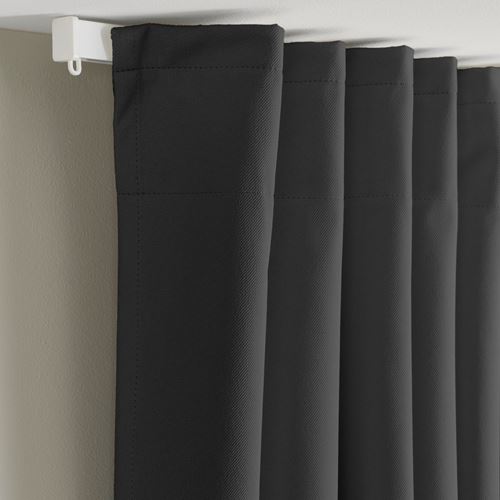 IKEA - KORGMOTT, blackout curtain, 1 pair, dark grey, 145x300 cm