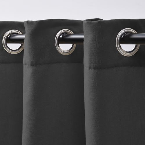 IKEA - GINSTMOTT, fon perde/2 kanat, koyu gri, 145x300 cm