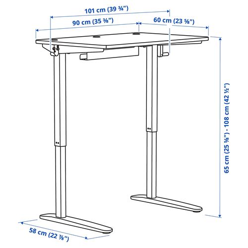 IKEA - RELATERA, height adjustable children's desk, white, 90x60 cm