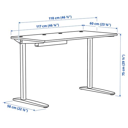 IKEA - RELATERA, çocuk çalışma masası, beyaz-açık gri-yeşil, 117x60 cm