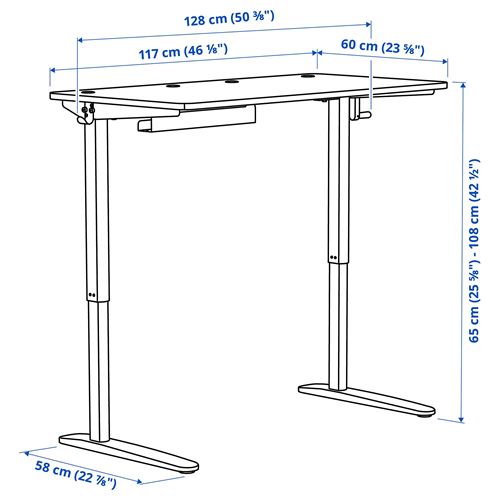 IKEA - RELATERA, çocuk çalışma masası, beyaz, 117x60 cm