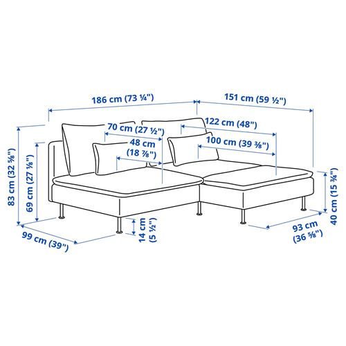 IKEA - SÖDERHAMN, 2-seat sofa, tonerud red