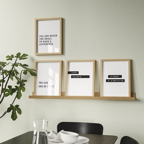 IKEA - MOSSLANDA, çerçeve rafı, meşe görünümlü, 115 cm