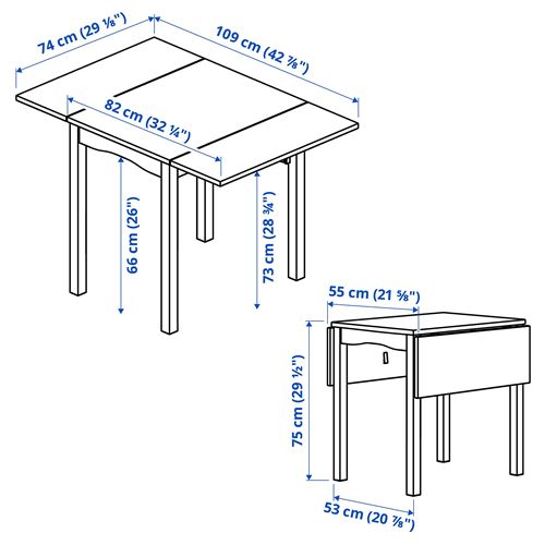 IKEA - HAUGA, katlanır mutfak masası, gri, 2-4 kişilik