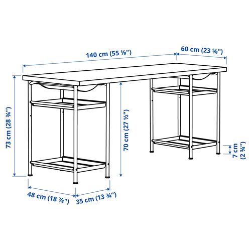 IKEA - LAGKAPTEN/SPAND, çalışma masası, beyaz, 140x60 cm