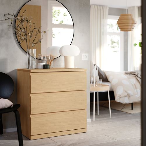 IKEA - STORKLINTA, 3 çekmeceli şifonyer, meşe görünümlü, 70x50x75 cm