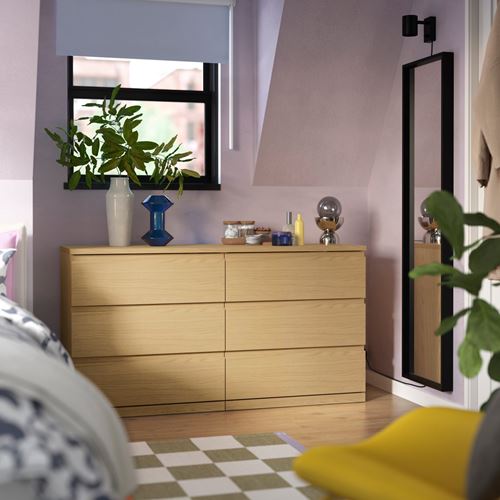 IKEA - STORKLINTA, 6 çekmeceli şifonyer, meşe görünümlü, 140x50x75 cm