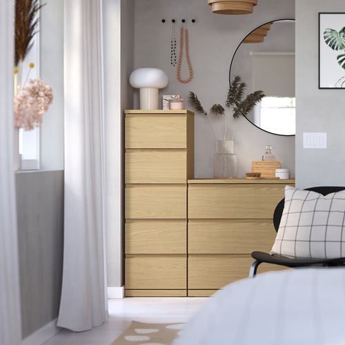 IKEA - STORKLINTA, 5 çekmeceli şifonyer, meşe görünümlü, 40x50x120 cm