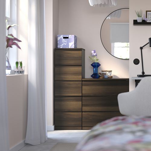 IKEA - STORKLINTA, 5 çekmeceli şifonyer, meşe görünümlü koyu kahve, 40x50x120 cm