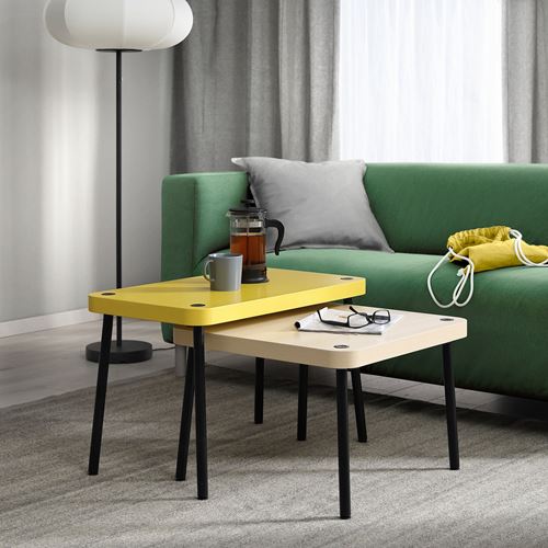 IKEA - SONHULT, nest of tables, yellow-birch effect