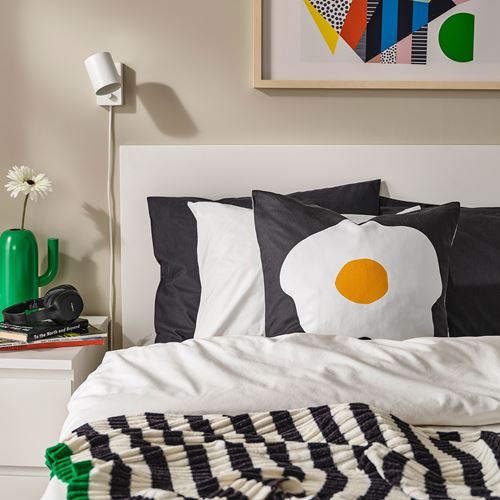 IKEA - ÖGONLOCKSMAL, lace pillow cover, black-white, 50x50 cm