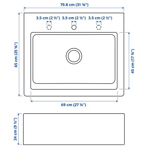 IKEA - TALLSJÖN/LILLVIKEN, tek gözlü eviye, koyu gri-taş görünüm, 80x65 cm