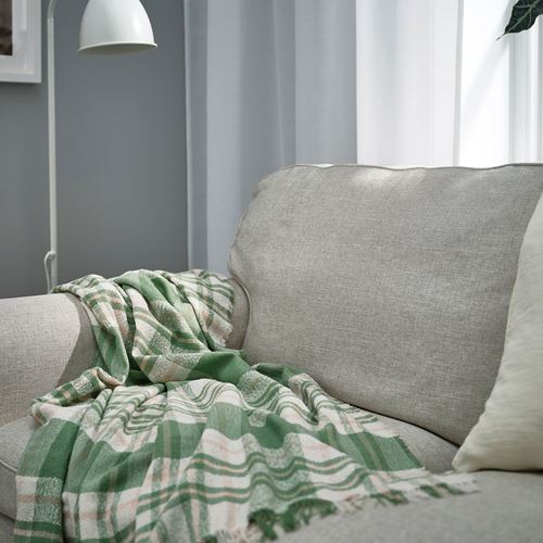 IKEA - BISKOPSMÖSSA, örtü, yeşil-kırık beyaz, 130x170 cm