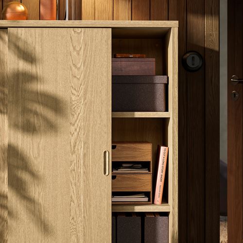 IKEA - TONSTAD, sliding door-cabinet, oak veneer, 82x37x120 cm